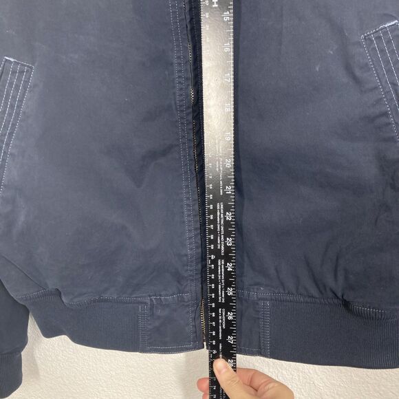 Robert Talbott Jacket Mens Medium Navy Blue Bullit II Moto Bomber Cotton - Picture 5 of 16